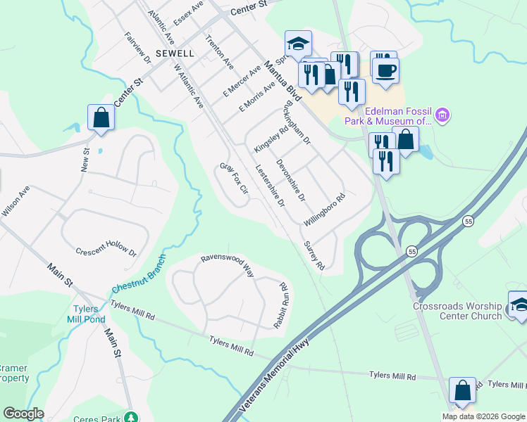 map of restaurants, bars, coffee shops, grocery stores, and more near 927 Gray Fox Circle in Gloucester County
