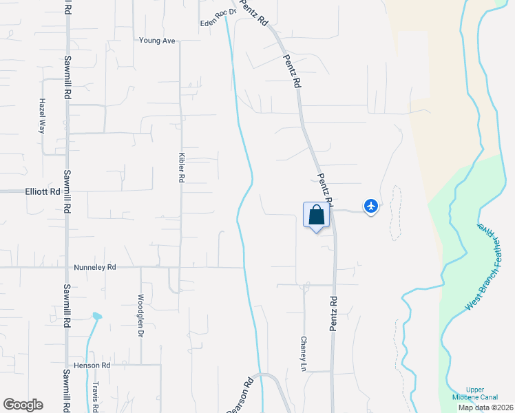 map of restaurants, bars, coffee shops, grocery stores, and more near 5889 Fickett Lane in Paradise