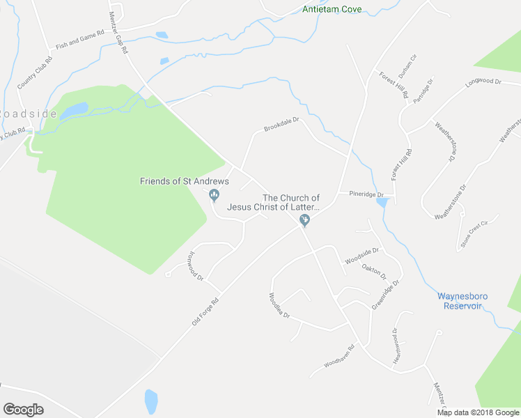 map of restaurants, bars, coffee shops, grocery stores, and more near Blue Mountain Drive in Waynesboro