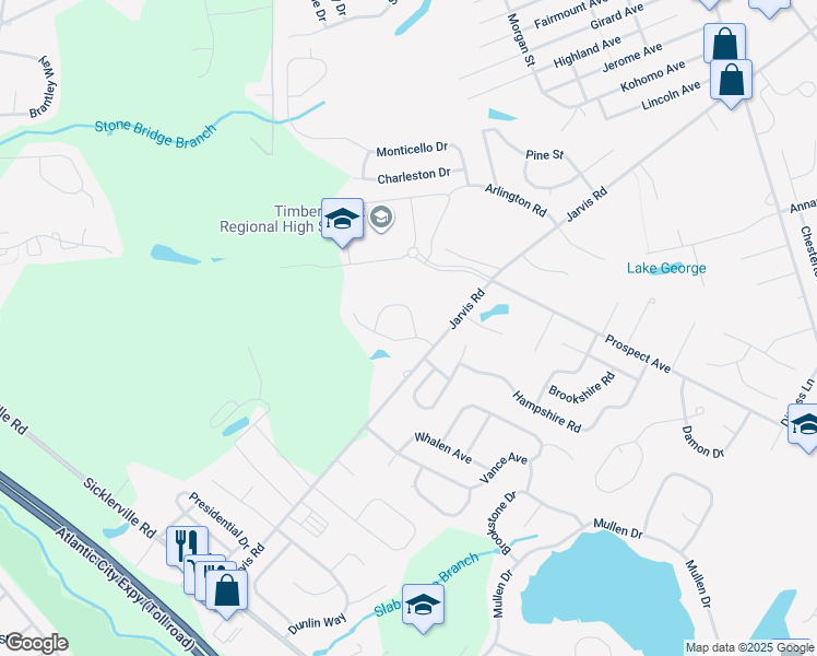 map of restaurants, bars, coffee shops, grocery stores, and more near 5 Spar Drive in Sicklerville