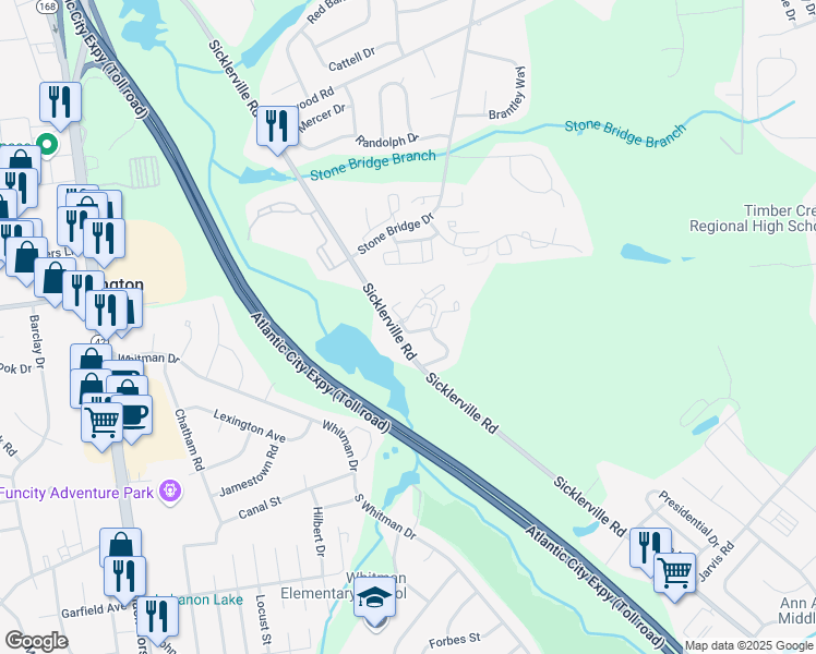 map of restaurants, bars, coffee shops, grocery stores, and more near in Camden County