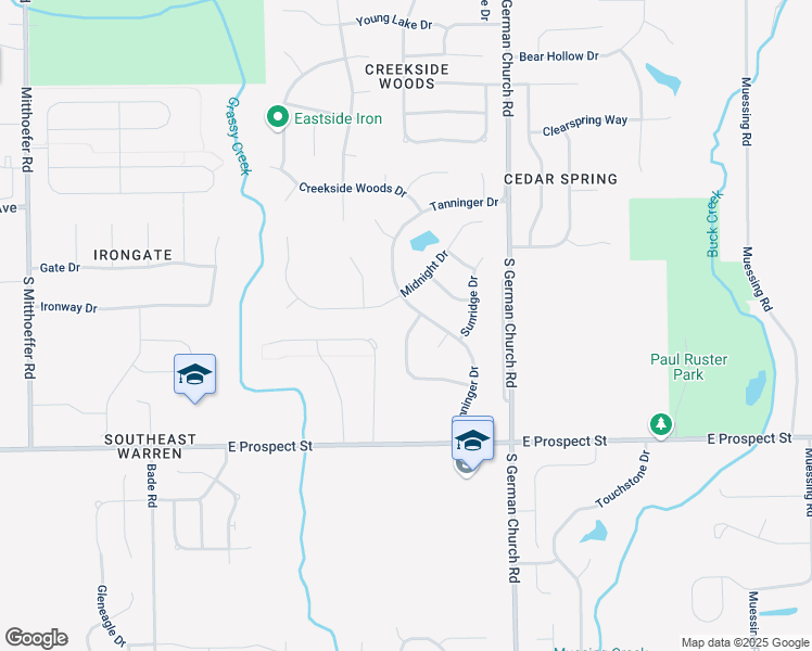 map of restaurants, bars, coffee shops, grocery stores, and more near 808 Timber Creek Drive in Indianapolis