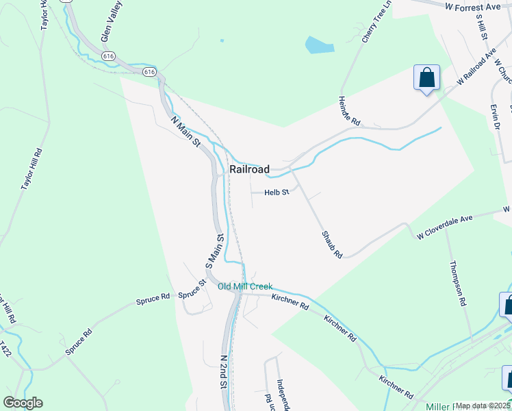map of restaurants, bars, coffee shops, grocery stores, and more near 15 Hill Street in New Freedom