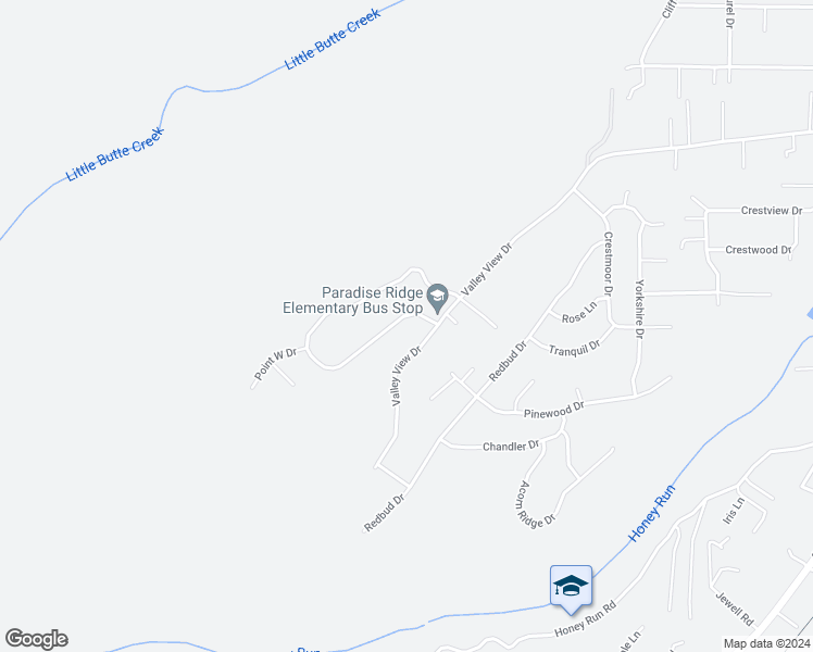 map of restaurants, bars, coffee shops, grocery stores, and more near 121 Valley Ridge Drive in Paradise