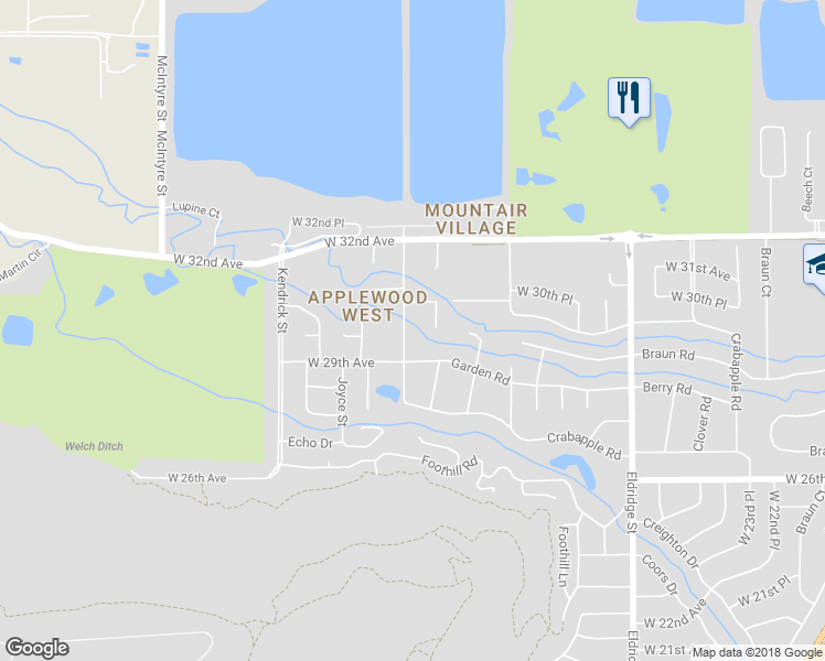 map of restaurants, bars, coffee shops, grocery stores, and more near 2970 Indiana Street in Golden