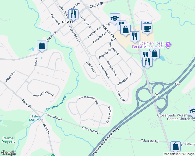 map of restaurants, bars, coffee shops, grocery stores, and more near 927 Gray Fox Circle in Mantua Township