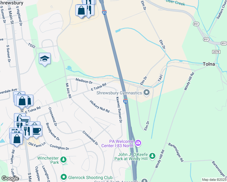 map of restaurants, bars, coffee shops, grocery stores, and more near 2 Keeney Sunset Dr in Shrewsbury