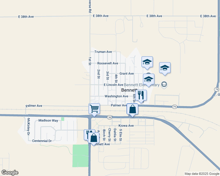 map of restaurants, bars, coffee shops, grocery stores, and more near 480 3rd St in Bennett