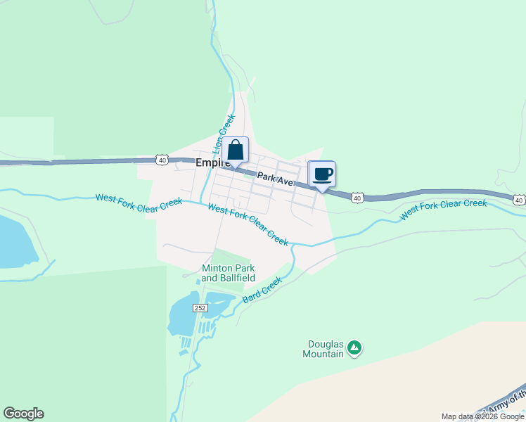 map of restaurants, bars, coffee shops, grocery stores, and more near 191 East Clear Creek Drive in Empire