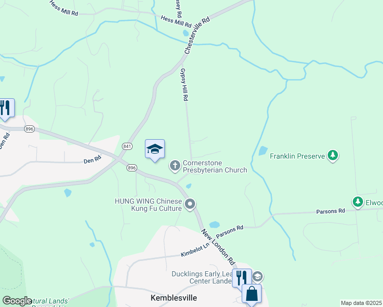 map of restaurants, bars, coffee shops, grocery stores, and more near 408 Gypsy Hill Road in Landenberg