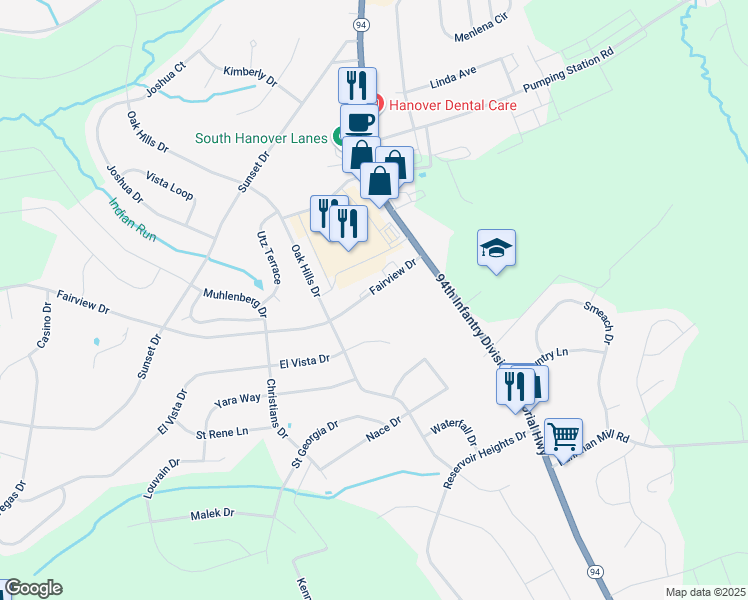 map of restaurants, bars, coffee shops, grocery stores, and more near 50 Fairview Dr in Hanover