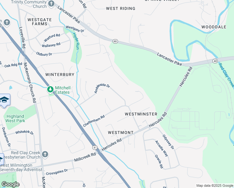 map of restaurants, bars, coffee shops, grocery stores, and more near 707 Ambleside Drive in Wilmington