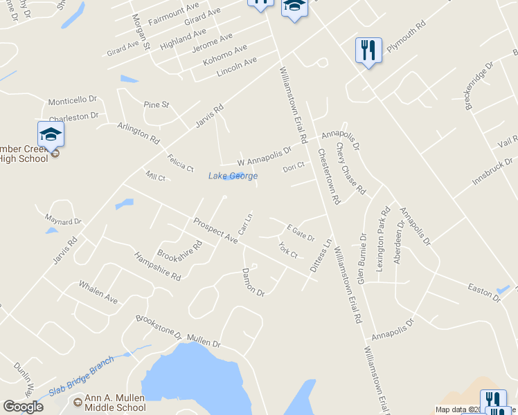 map of restaurants, bars, coffee shops, grocery stores, and more near 16 Carr Lane in Sicklerville