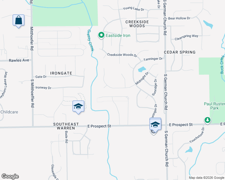 map of restaurants, bars, coffee shops, grocery stores, and more near 10545 Midnight Drive in Indianapolis