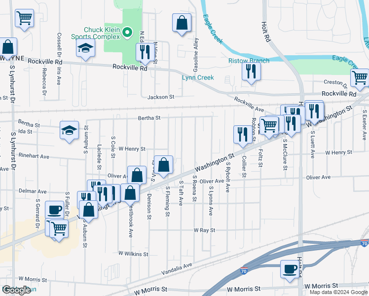 map of restaurants, bars, coffee shops, grocery stores, and more near 371 South Taft Avenue in Indianapolis