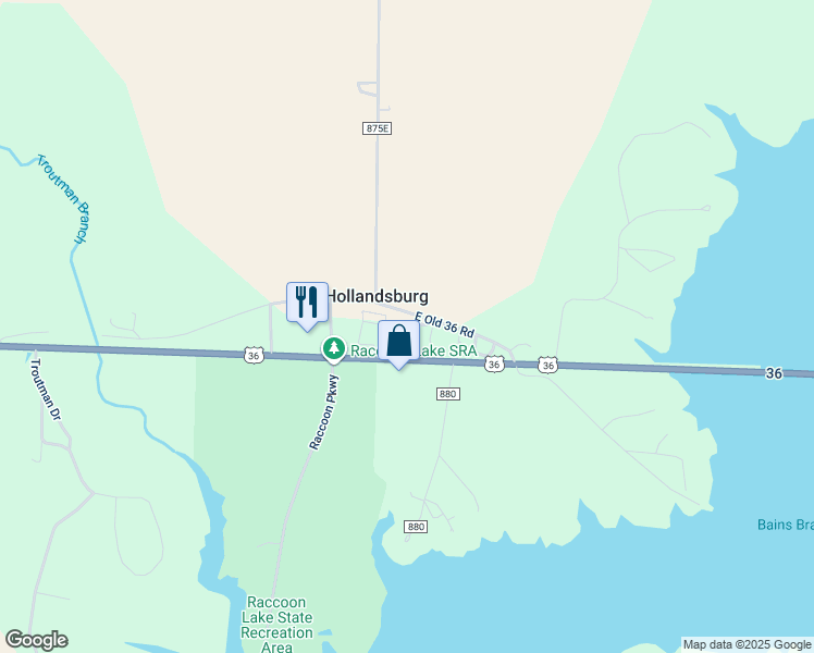 map of restaurants, bars, coffee shops, grocery stores, and more near 8820 U.S. 36 in Rockville