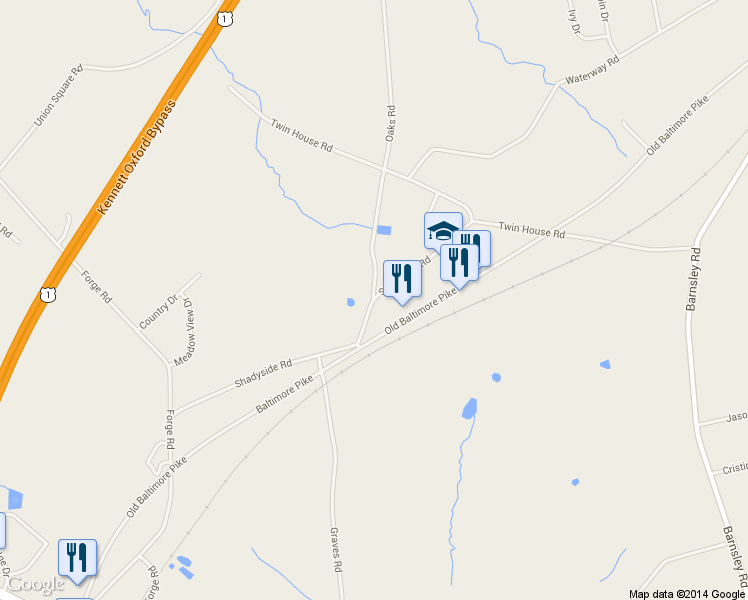 map of restaurants, bars, coffee shops, grocery stores, and more near 999 Shadyside Road in Oxford