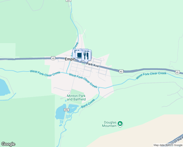 map of restaurants, bars, coffee shops, grocery stores, and more near 191 Clear Creek Drive in Empire