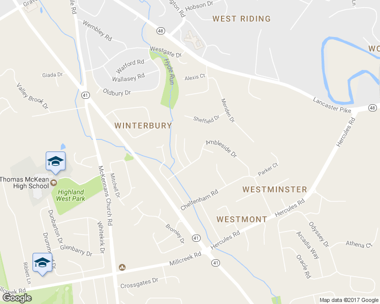 map of restaurants, bars, coffee shops, grocery stores, and more near 3 Denbeigh Court in Wilmington