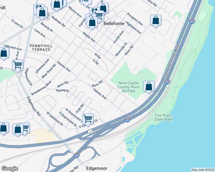 map of restaurants, bars, coffee shops, grocery stores, and more near 1100 Lore Avenue in Wilmington