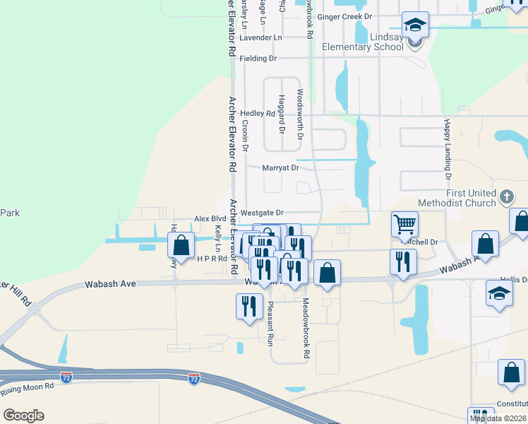 map of restaurants, bars, coffee shops, grocery stores, and more near 4200-4298 Westgate Dr in Springfield