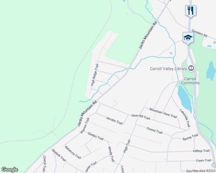 map of restaurants, bars, coffee shops, grocery stores, and more near 1 Evergreen Trail in Fairfield