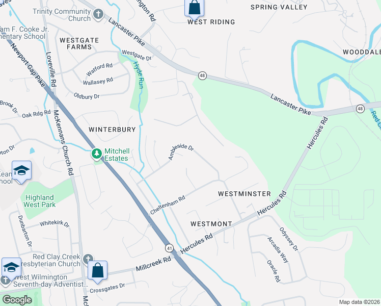 map of restaurants, bars, coffee shops, grocery stores, and more near 706 Ambleside Drive in Wilmington