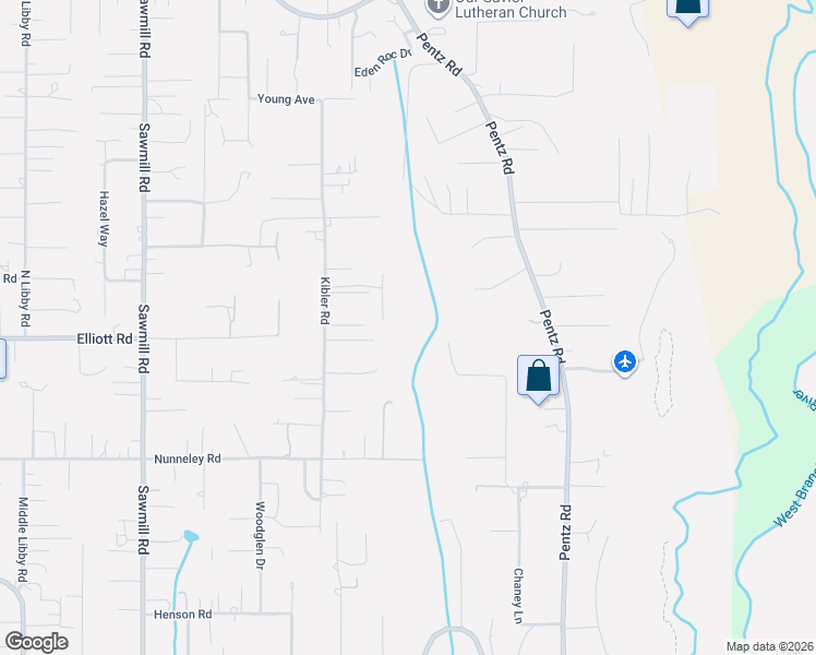 map of restaurants, bars, coffee shops, grocery stores, and more near 6149 Pentz Road in Paradise