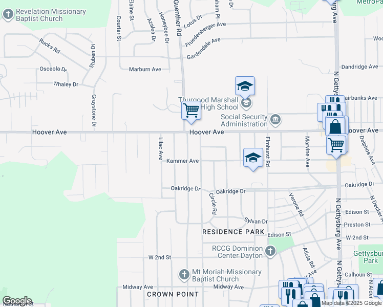 map of restaurants, bars, coffee shops, grocery stores, and more near 828 Mia Avenue in Dayton