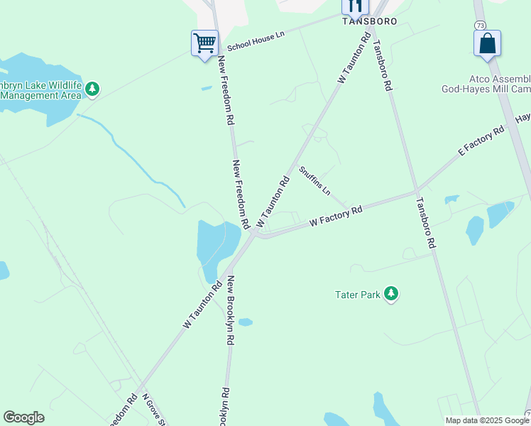 map of restaurants, bars, coffee shops, grocery stores, and more near West Taunton Road in Berlin