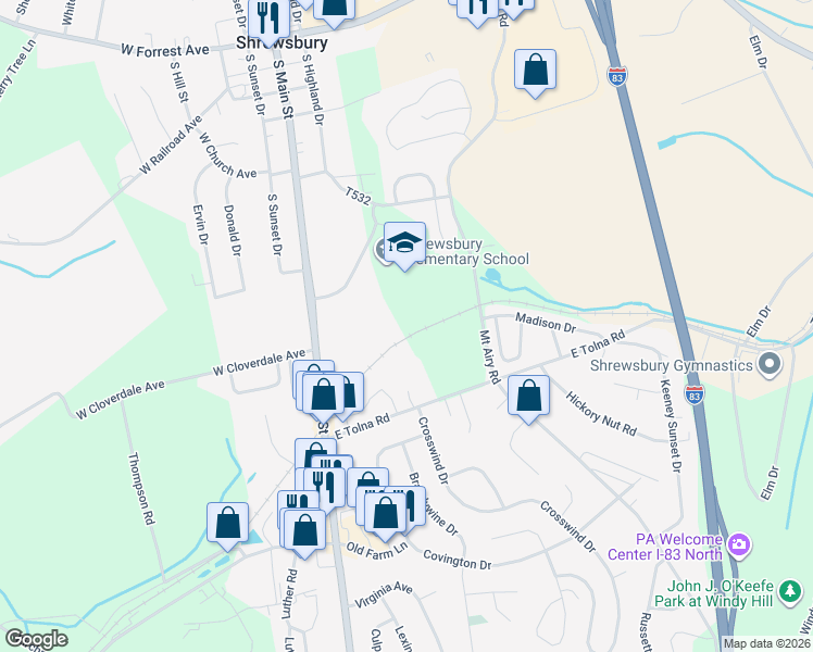 map of restaurants, bars, coffee shops, grocery stores, and more near in Shrewsbury