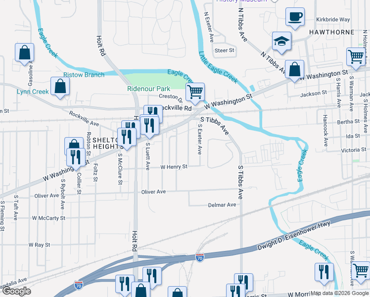map of restaurants, bars, coffee shops, grocery stores, and more near 479 South Somerset Avenue in Indianapolis