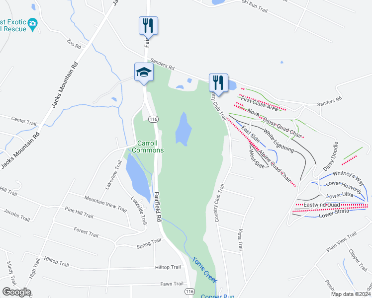 map of restaurants, bars, coffee shops, grocery stores, and more near 6 Mindy Trail in Fairfield