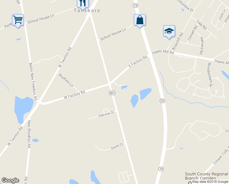 map of restaurants, bars, coffee shops, grocery stores, and more near 396 Tansboro Road in Berlin