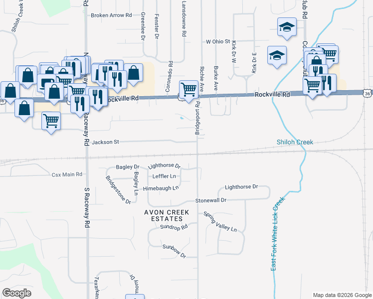 map of restaurants, bars, coffee shops, grocery stores, and more near 210 Bridgeport Road in Indianapolis