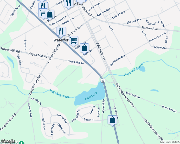 map of restaurants, bars, coffee shops, grocery stores, and more near 211 Trout Drive in Atco