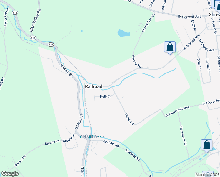 map of restaurants, bars, coffee shops, grocery stores, and more near 2 Shaub Road in New Freedom