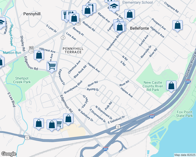 map of restaurants, bars, coffee shops, grocery stores, and more near 106 Lighthouse Road in Wilmington