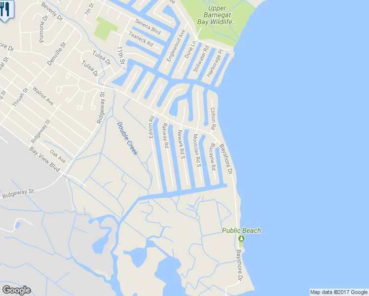 map of restaurants, bars, coffee shops, grocery stores, and more near 232 Newark Road South in Barnegat Township