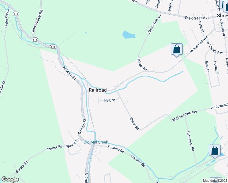 map of restaurants, bars, coffee shops, grocery stores, and more near 2 Shaub Road in New Freedom