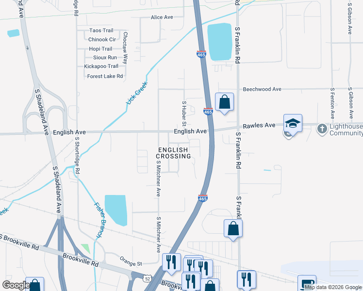 map of restaurants, bars, coffee shops, grocery stores, and more near 611 Woods Crossing Lane in Indianapolis