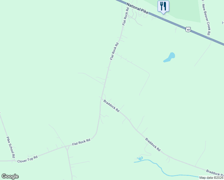 map of restaurants, bars, coffee shops, grocery stores, and more near 776 Flat Rocks Road in Markleysburg