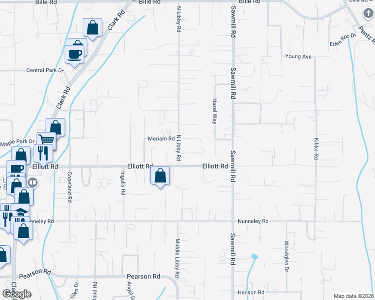 map of restaurants, bars, coffee shops, grocery stores, and more near 5900 N Libby Rd in Paradise
