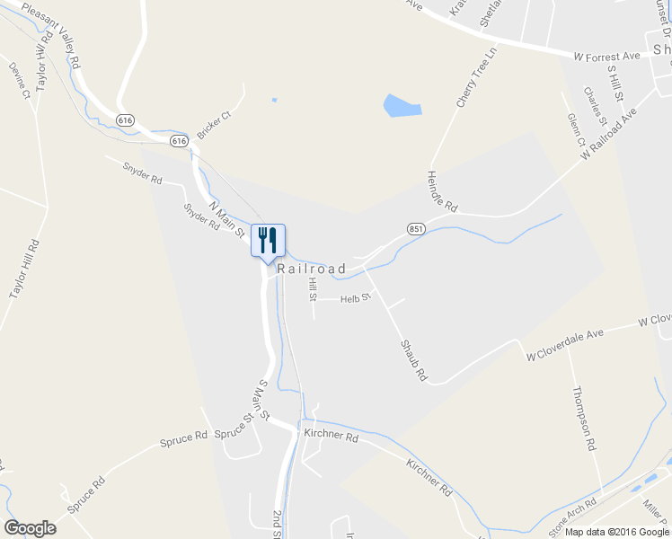 map of restaurants, bars, coffee shops, grocery stores, and more near 29 Main Street East in New Freedom