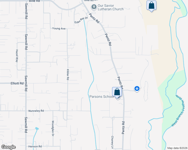 map of restaurants, bars, coffee shops, grocery stores, and more near 6149 Pentz Road in Paradise