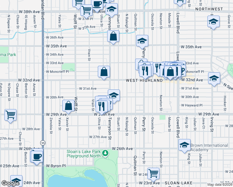 map of restaurants, bars, coffee shops, grocery stores, and more near in 