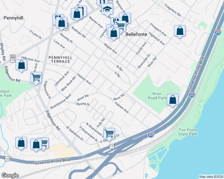 map of restaurants, bars, coffee shops, grocery stores, and more near 902 Edgewood Terrace in Wilmington