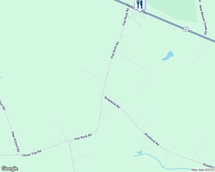 map of restaurants, bars, coffee shops, grocery stores, and more near 776 Flat Rock Rd in Markleysburg