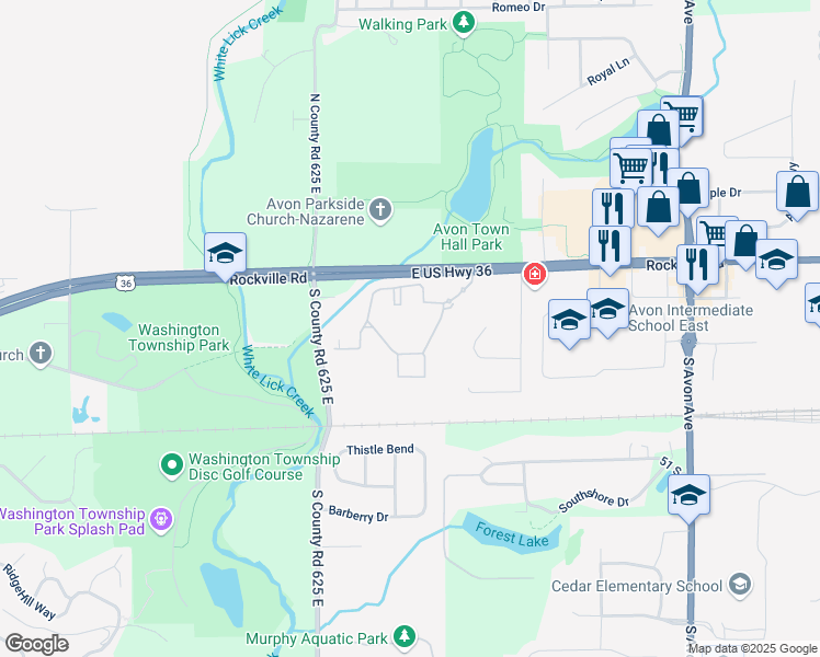 map of restaurants, bars, coffee shops, grocery stores, and more near 156 Capitol Drive in Avon