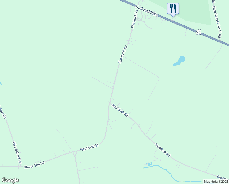 map of restaurants, bars, coffee shops, grocery stores, and more near 776 Flat Rock Road in Markleysburg